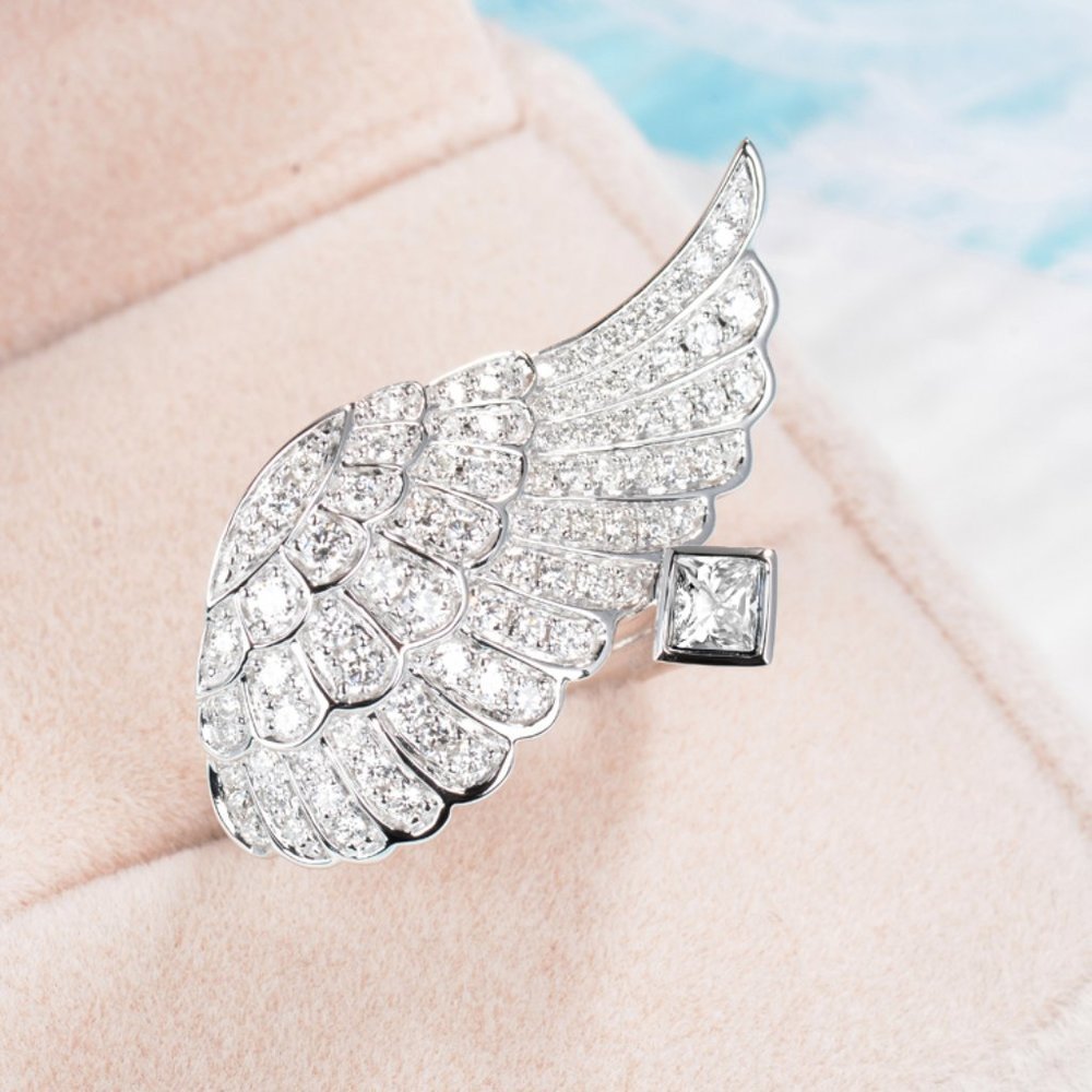 ✨ Lovely Fashion Zircon Full Filled Romantic Angel Wings Ring Women, PD097 - Picture 2 of 8